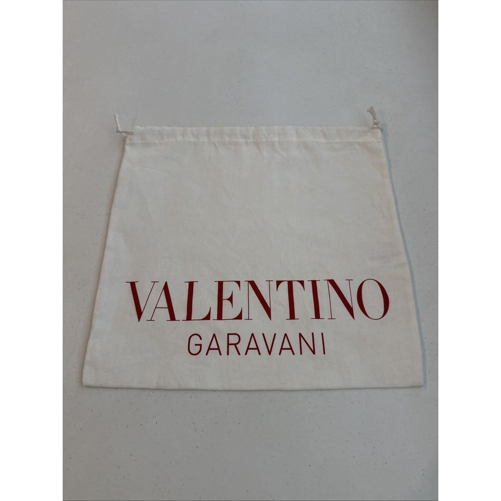 Valentino Garavani White Canvas Drawstring Dust Bag w/ Red Lettering 13x13